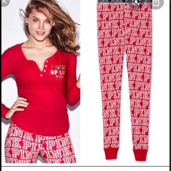 Victoria’s Secret PINK Logo Thermal Pajama Set P.